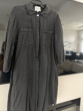 Vero Moda Black Midi Shirt Dress with Button Front